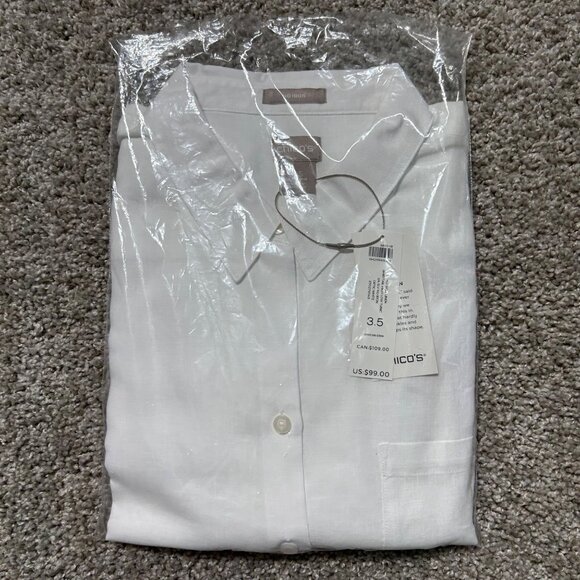 Chicos Women's Sz XL No Iron 100% Linen 3/4 Sleeve Shirt - Picture 5 of 10